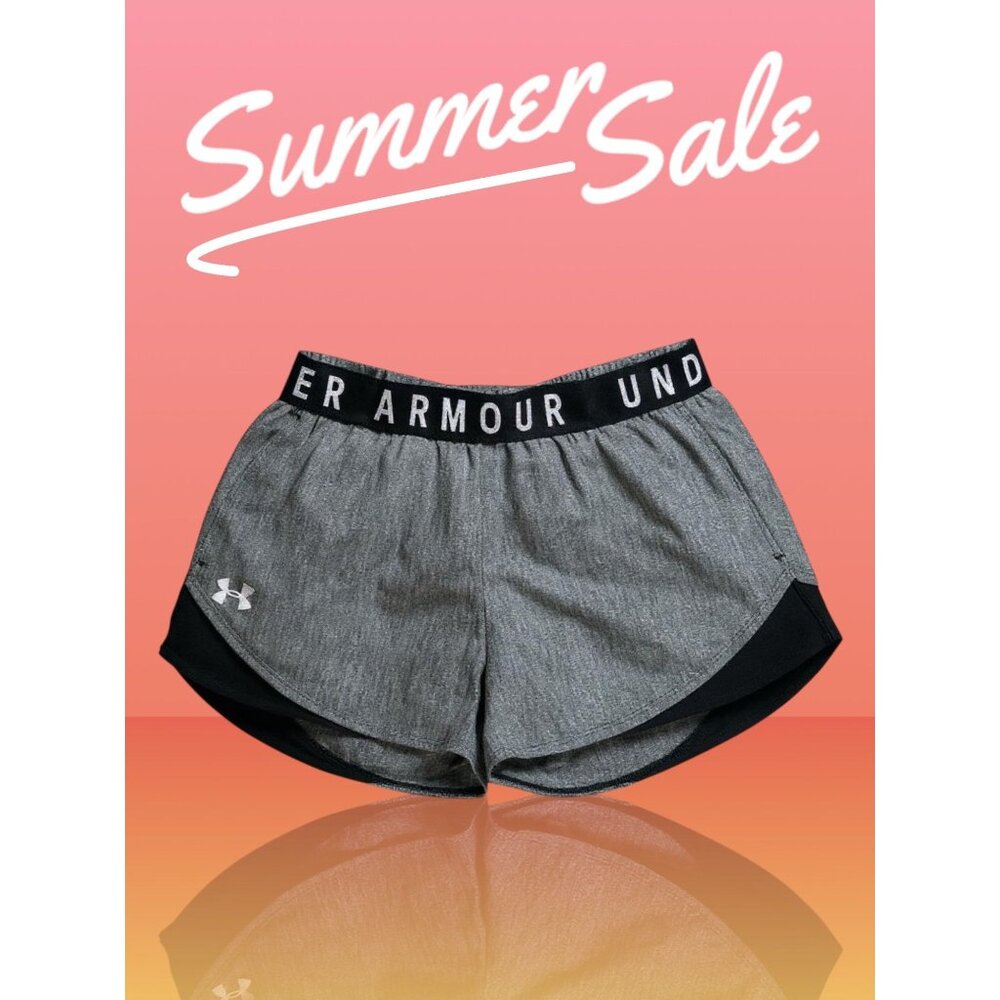 Under Armour Womens HeatGear Running Shorts S Gray Black Mesh Lined Activewear